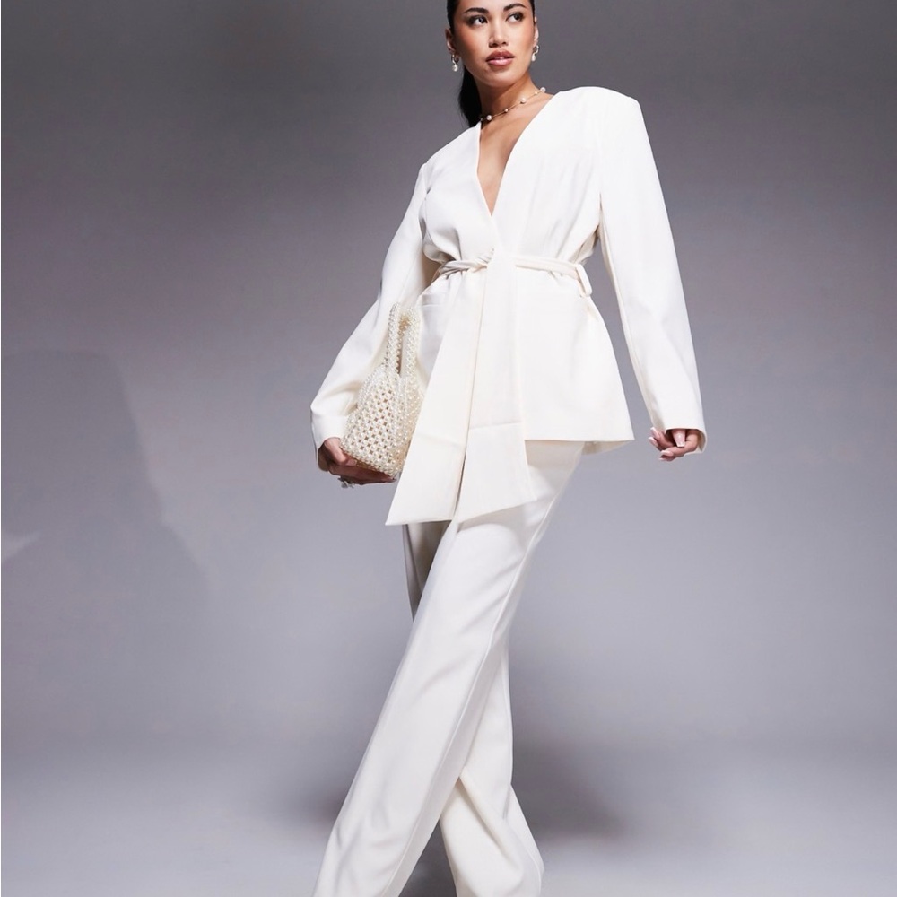 ASOS cream color tie waist jacket, size XS